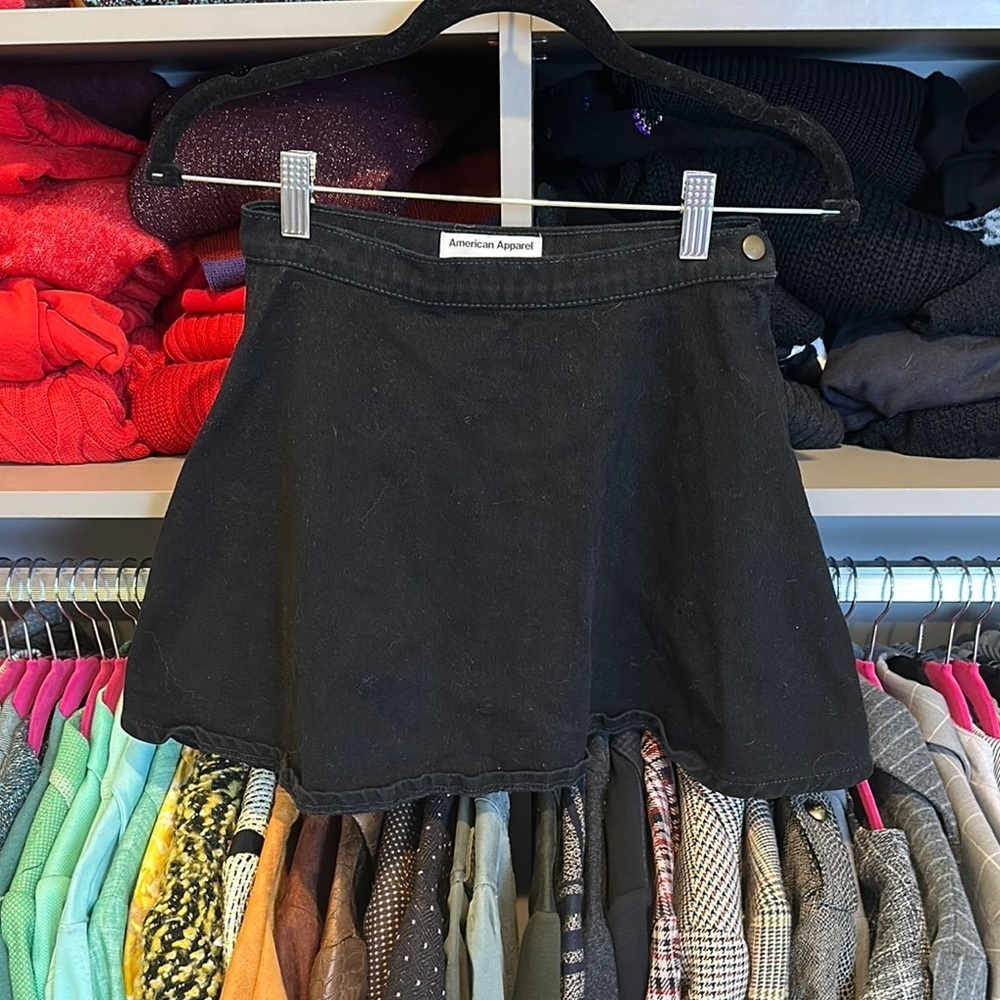American Apparel Jeans black side snap and zipper closure mini skirt size S